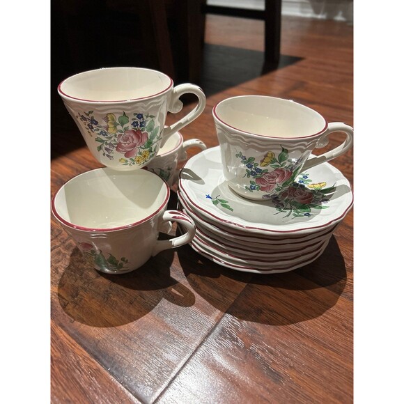 4 x CUP and 6 Saucer LUNEVILLE FRANCE K & G OLD STRASBOURG - Picture 4 of 6